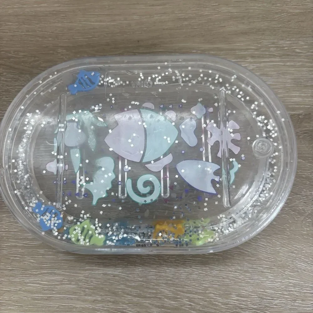 Vintage Y2K Floating Fish Soap Dish Liquid Motion Glitter Acrylic Sea Ocean Core